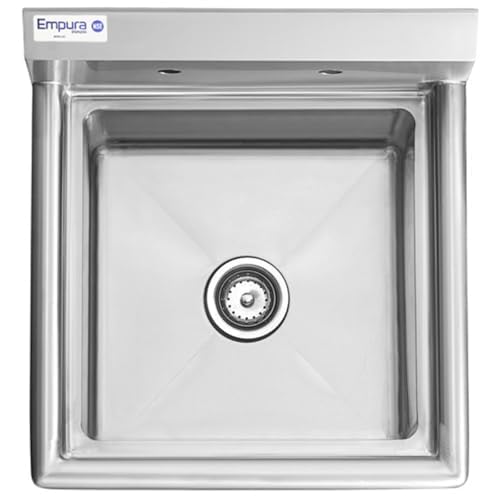 Image of Empura 39 inch Wide Stainless Steel One Compartment Commercial Sink | Utility 18 inch x 18 inch Bowl for Restaurant Laundry Hotel | 18 inch Left Drainboard, 9.75 inch Backsplash, 38.5 inchW x 23.5 inchD x 44.25 inchH, 16 Gauge, NSF