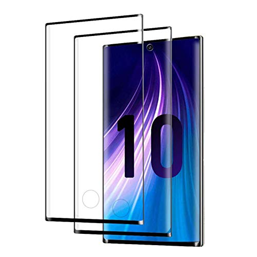 [2 Pack] Galaxy Note 10 Screen Protector, Tempered Glass Film Compatible for Samsung Note 10 5G, 3D Curved EDG Coverage/9H Hardness/HD Screen/Anti-Scratch/Bubble Free, Support Fingerprint Unlock