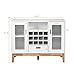 Giantex Buffet Sideboard, Wood Kitchen Server, Storage Cupboard, Wine Rack, 2 Cabinets, Drawer and Open Shelf, Living Room Furniture (White & Natural)