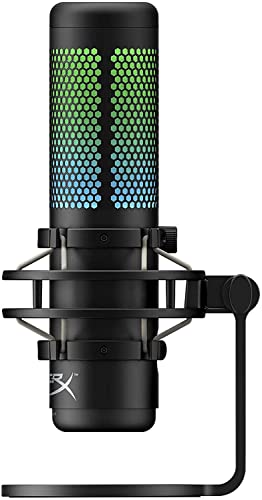 Image of HyperX QuadCast S - RGB USB Condenser Microphone for PC, PS4, PS5 and Mac, Anti-Vibration Shock Mount, 4 Polar Patterns, Pop Filter, Gain Control, Gaming, Streaming, Podcasts, Kwalicable Micro SD Card