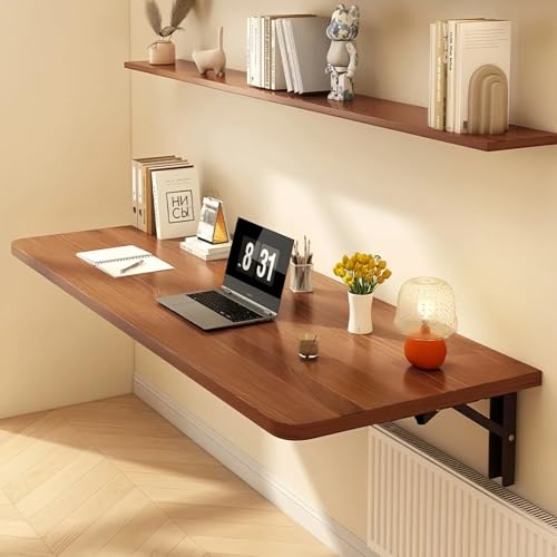 GHHDPXM Wall-Mounted Solid Wood Folding Desk, Space-Saving Floating Table for
