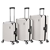 VERTICAL STUDIO 20' 24' 28' Koffer Reisekoffer 3er-Kofferset Trolley Mehrteilig mit Ziffern Kofferschloss aus Kunststoff (ABS) Vier Rollen (Odense weiß)