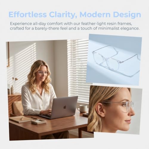 Image of Shiratori Square Blue Light Blocking Glasses for Women Men, Lightweight Frame Anti Eyestrain Computer Glasses