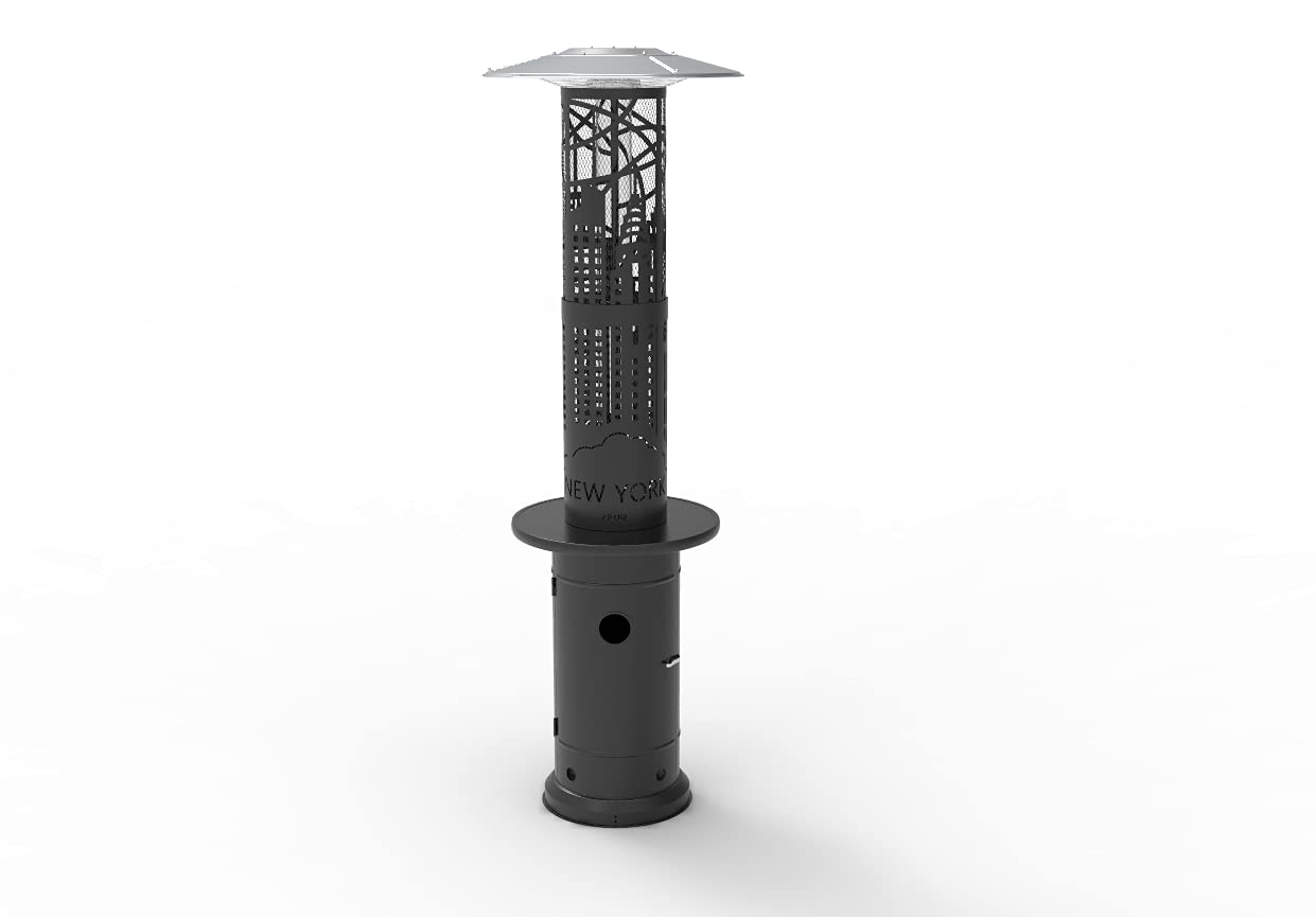 APANA Gasheizer 11,5 kW Bellamente Design New York - praktischer Gasheizstrahler für Terrasse, Garten und Balkon mit Umkippsicherung & Abschaltautomatik schwarz Pantone 7C