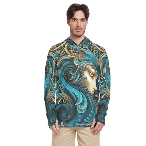 T-Shirt Homme Hippocampe Bleu Artistique, Haut de Sport Sophistiqué