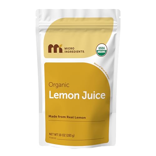Micro Ingredients Organic Lemon Juice powder, 10 Ounce | 100% Natural Fruit Powder | Made from Real Lemon | No Sugar & Additives | Great Flavor for Drinks, Smoothie, & Beverages | Non-GMO & Vegan Friendly