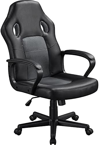 Yaheetech Gaming Chair Adjustable Racing Chair Ergonomic Swivel Reclining Chair High Back Executive Computer Chair with Lumbar Support, Grey