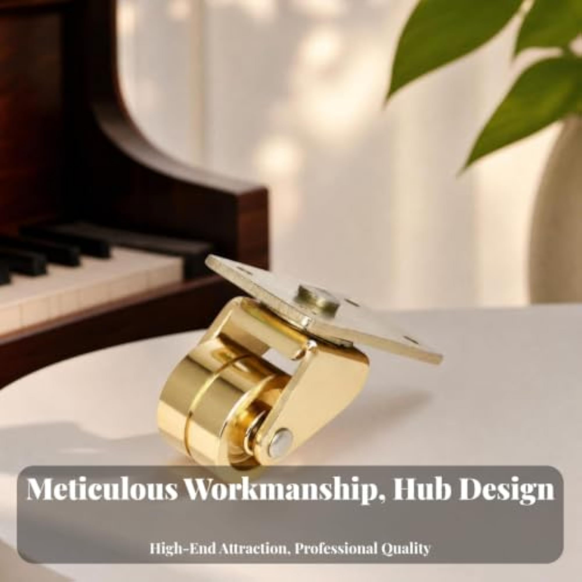Gold-Colored Vertical Piano Swivel Caster, 1 Pack