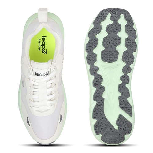 Image of Liberty LEAP7X FORCESTEPE Running Shoes for Men - Black & White Lace-Up Knit-Mesh Shoes | Memory Foam Cushioned Insole, Lightweight Footwear for Jogging, Running, Light Workouts