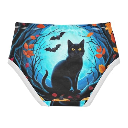 Girls Underwear Toddler 2t Cotton Girl Panties Cute Artistic Briefs Girls Undies Halloween Black Cat Pumpkins2