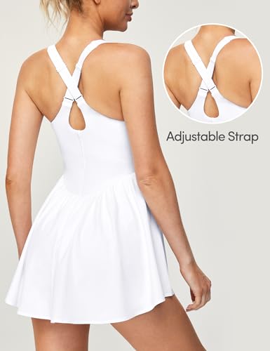 Image of Tennis Dress with Built-in Shorts and Bra, Athletic Workout Dress for Women