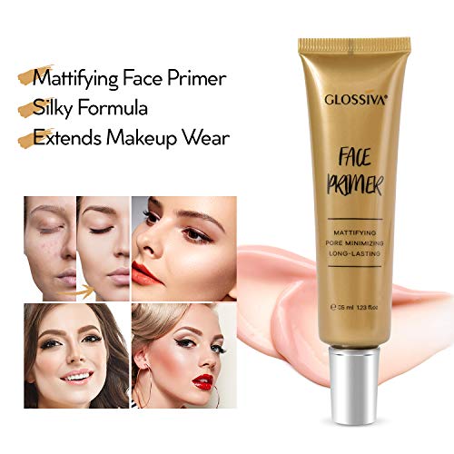 Glossiva Face Primer Matte - Big Pores Perfect Cover, Skin Flawless and Glowing, Long Lasting Makeup's Staying- Nourishes & Moisturizes, Suitable for All Skin Types 35ml