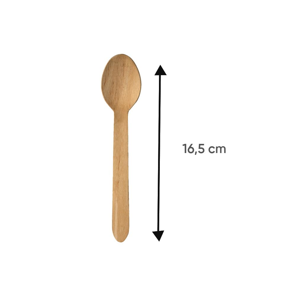 1000 Cuillères à soupe jetables en bois 165 mm compostables et biodégradables