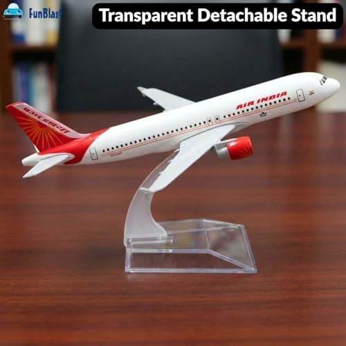 Image of FunBlast Diecast Aeroplane Scale Model - Airplane Miniature Model Only for Display, Size -14 Cm (A320-Air India)