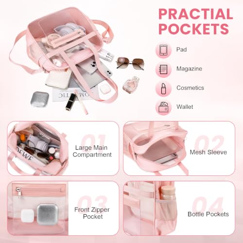 Image of Clear Tote Bag 12x6x12 Stadium Approved Transparent Crossbody Bag with Multi Pockets for Sports Concerts