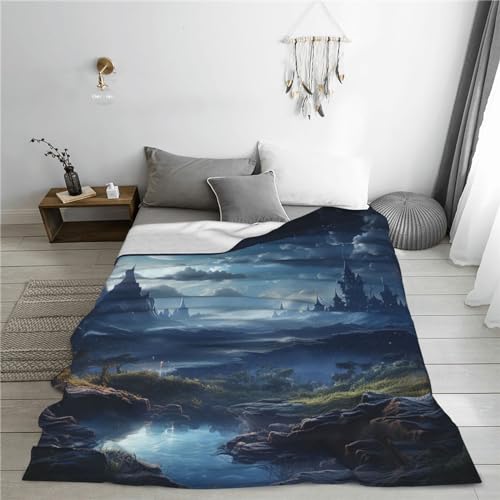 Couverture de canapé en microfibre imprimé ciel lune plaid léger