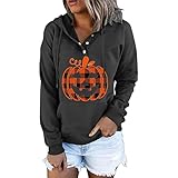 Winter Tops for Women Long Sleeve Lightweight Pockets Crewneck Quarter Button Up Oversized...