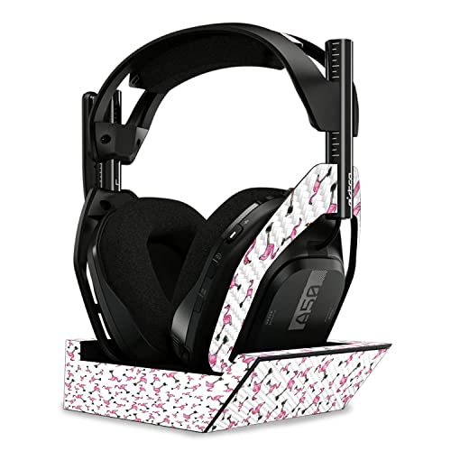Image of MightySkins Carbon Fiber Skin Compatible with Astro A50 Wireless Headphones + Base Station (Gen 4) - Cool Flamingo | Protective, Durable Textured Carbon Fiber Finish | Easy to Apply | Made in The USA