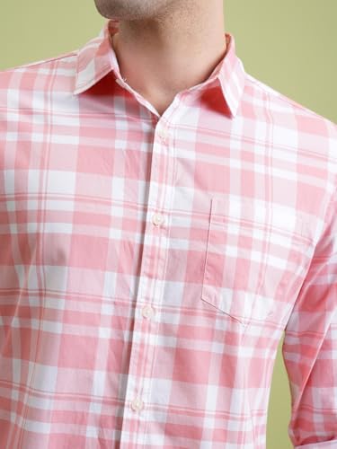 Image of Highlander Men's Cotton Slim Fit Checks Shirt | Full Sleeves | Regular Collar | Casual Shirts for Men