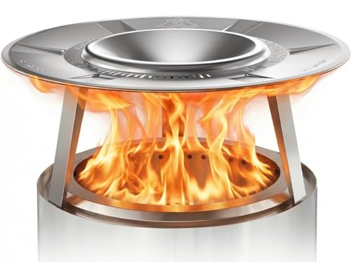 YEFU Fire Pit Heat Deflector for Solo Stove Bonfire 19.5 Portable 304 Stainless Steel Heat Diffuser Accessory for Firepit Captures and Redirects Warmth Detachable Burner Cover Accessories