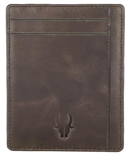 Image of WildHorn Leather Card Holder for Men & Women (Brown Crunch)