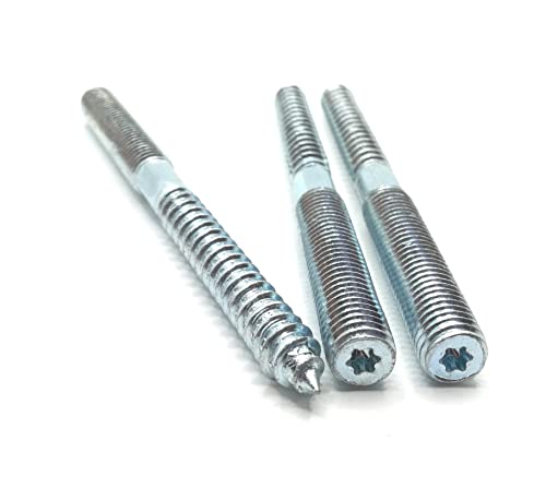 Image of Hanger Bolt M10x117 Silvery Double Headed Bolt Self-Tapping Screw with Hexagon for Furniture 12Pcs
