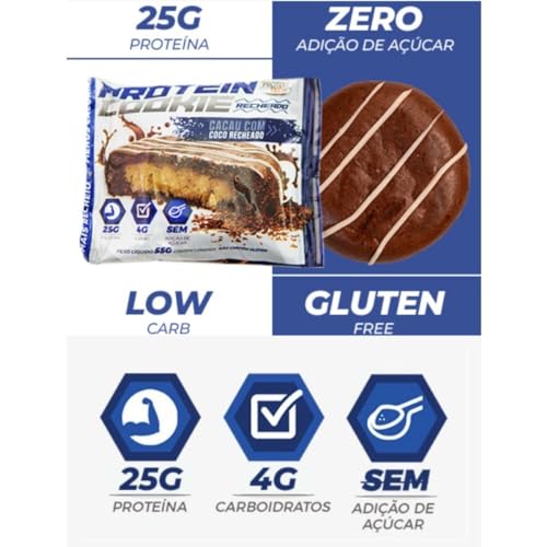 Kit 12x Cookies Proteicos Protein Tech Todos os Sabores Low Carb Snack Sobremesa Dieta Flexivel (Cac