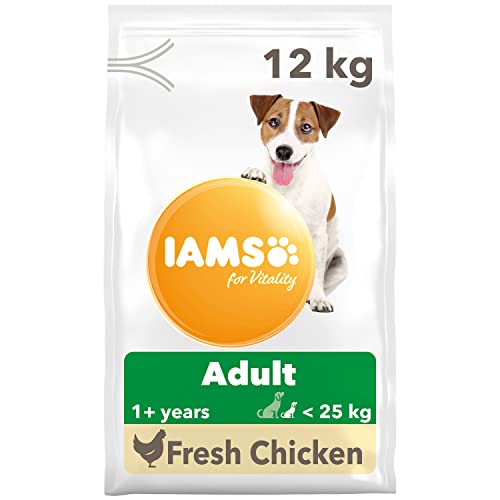 Pienso IAMS Para Perros Grandes Adultos - Con Pollo Fresco, Sin Trigo - 12 Kg, Pelo Brillante Y Dientes Sanos
