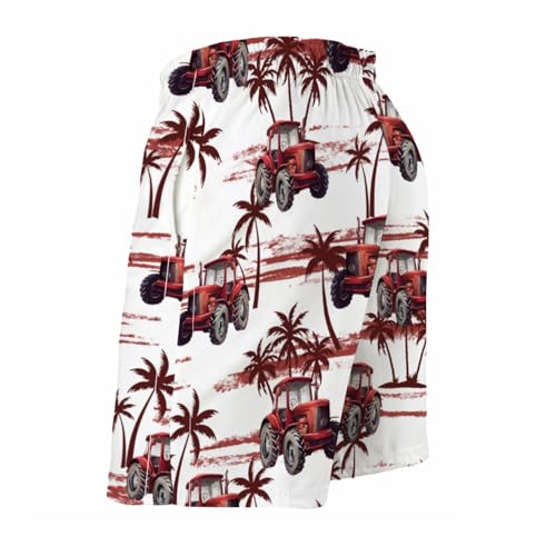 Vintage Tractors Coconut Trees Men's Swim Trunks Tropical Hawaiian Summer Board Shorts Bathing Pants with Pockets2