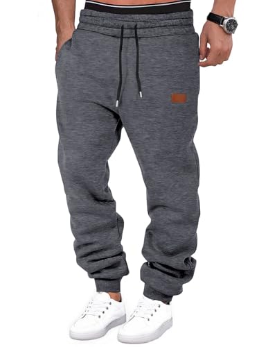 NEMXCE Jogginghose Herren Baumwolle Trainingshose Freizeithose Sporthose Herren Lang Sweatpants mit 3 Taschen