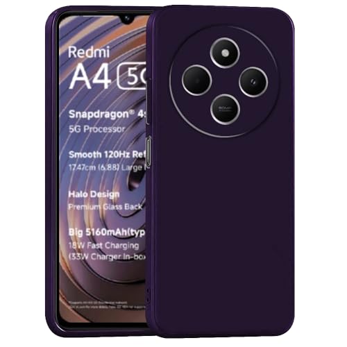 Image of Back Cover for Mi Redmi A4 5G | Full Camera Protection | Premium Liquid Silicon Case | Flexible Bumper Case for Mi Redmi A4 5G / 14C 5G / 14R 5G / Poco C75 5G / M7 5G (Purple)