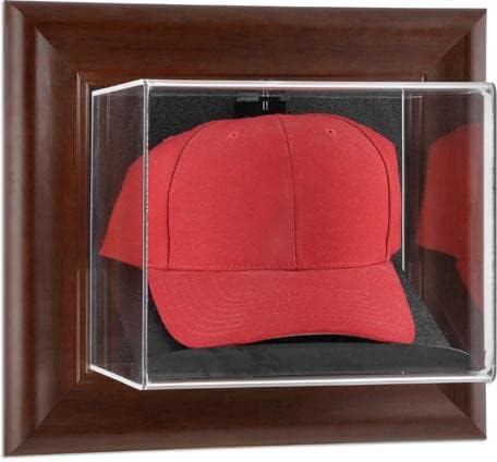 Brown Framed Wall Mounted Cap Case - Basketball Hat Display Cases ''Case Only''