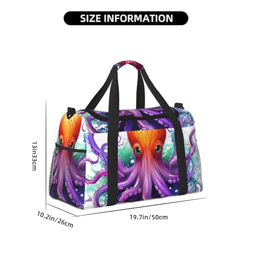 Colorful Octopus Travel Duffel Bag Lightweight Waterproof Carry On Tote Bag Foldable Weekender Overnight Bags Sport Gym Bag For Women Men4