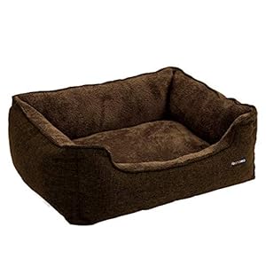 FEANDREA Cama para Perros, Cama para Mascotas, Sofá de Perros, Funda Extraíble y Lavable, para Perros Pequeños, 70 x 55 x 21 cm, Marrón PGW10CC