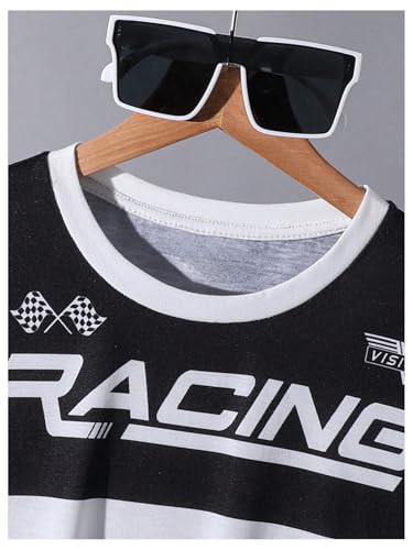 Floerns Boy's Letter Number Print Short Sleeve T Shirts Graphic Crew Neck Rave Tee Tops3