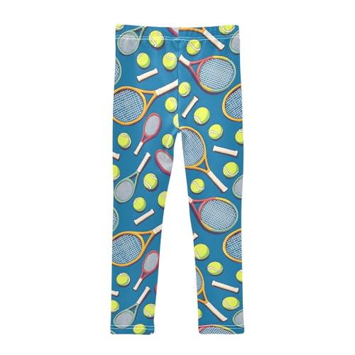 Tennis Rackets Girls' Leggings Toddler Doodles Balls Colors Kids Yoga Pants Dance Active Tights 4T2