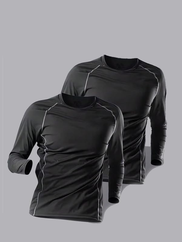 2 Pack Compression Shirts for Men Long Sleeve Athletic Base Layer Undershirt Gear T Shirt for Workout