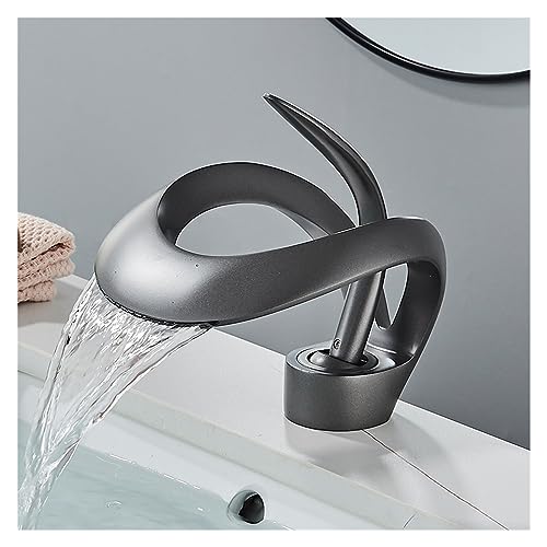 Robinet de lavabo noir cascade mitigeur eau chaude et froide - 8
