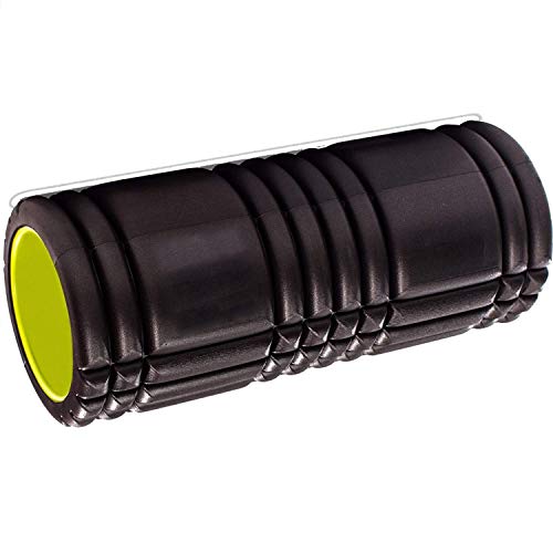 Image of FirstFit Grid Foam Roller For Deep Tissue Muscle Massage Exercise Fitness and Pain Relief Equipment-Black