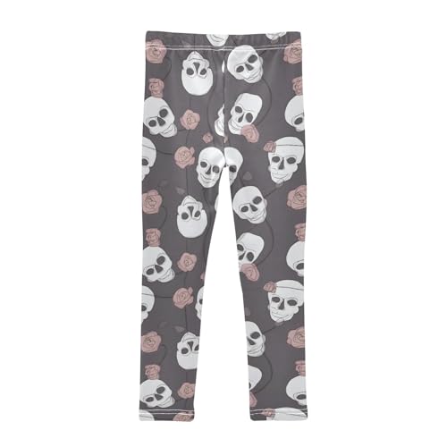 Girls' Athletic Leggings Ankle Length Yoga Dance Pants Kids Teen 4T Skull2