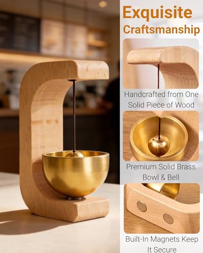 Image of Magnetic Door Chime Bell, Wooden Wind Chime Shopkeepers Doorbell for Door Opening, Door Chimes with Pleasant Ding Sound for Home Store Office Garden, Housewarming Gift Decoration (C-Shaped)