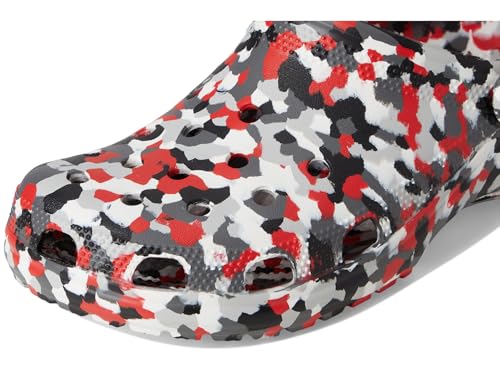 Image of Crocs Unisex Classic Marbled Tie-Dye Clog, Red /Multi Confetti, 13 Women /11 Men, Medium