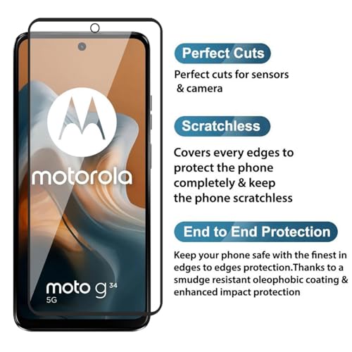 Image of Premium Tempered Glass Screen Protector for Motorola Moto G34 - HD Clarity, 9H Hardness, Bubble-Free