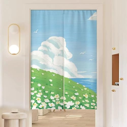 NASFH 北欧 のれん おしゃれ 布 寝室 リビング 間仕切りカーテン キッチン カラー6 玄関 ドア 目隠し A120*180 のれん ロング 暖簾 花柄 御洒落 モダン タペストリー 部屋仕切り インテリア 店舗用 業務用 喫茶店