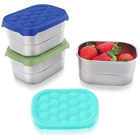 Tanjiae Stainless Steel Snack Containers for Kids | Easy Open Leak Proof Small Food Containers with Silicone Lids - Perfect Metal Toddler Lunch Box for Daycare and School (8oz) Cover