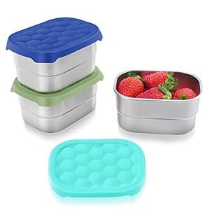 Small (1 CUP) Stainless Steel Snack Containers for Kids | Easy Open Leak Proof Food Containers with Silicone Lids – Perfect Metal Toddler Lunch Box for Daycare and School (8oz)