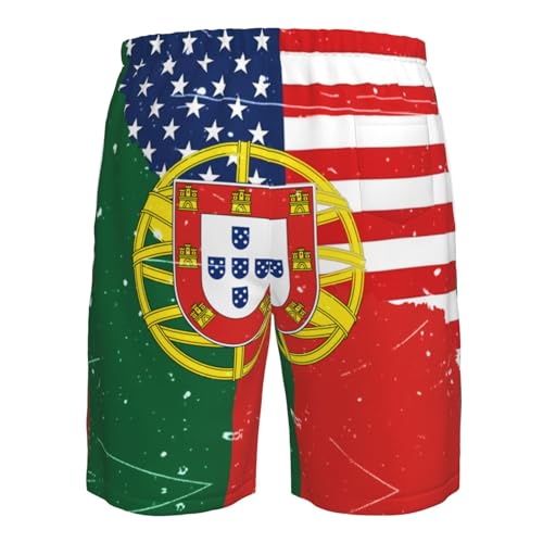 America and Vintage Portuguese Flag Mens Beach Short Quick Dry Board Shorts Swim Shorts Bathing Suit2