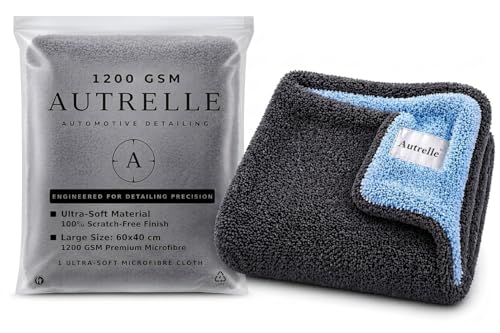 Image of Microfiber Cloth for Car Cleaning 1200 GSM, 60x40 cm, Grey & Aqua Blue