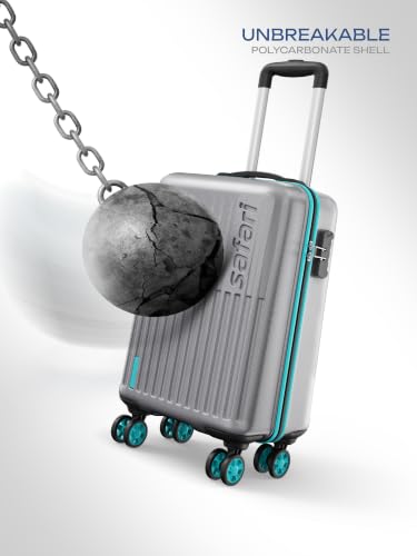 Image of Safari Cabin Astra Neo 8 Wheels 56cm Size Carry-on Trolley Bag, Hard Case Polycarbonate, 360 Degree Wheeling Luggage for Men & Women, Travel Bag, Suitcase for Travel, Silver