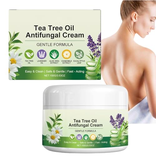 Aceite de árbol de té Crema antifúngica, crema hidratante para pies y manos, alivia el picor de la piel, calmante e hidratante, crema de cuidado natural para hombres y mujeres (1 unidad)
